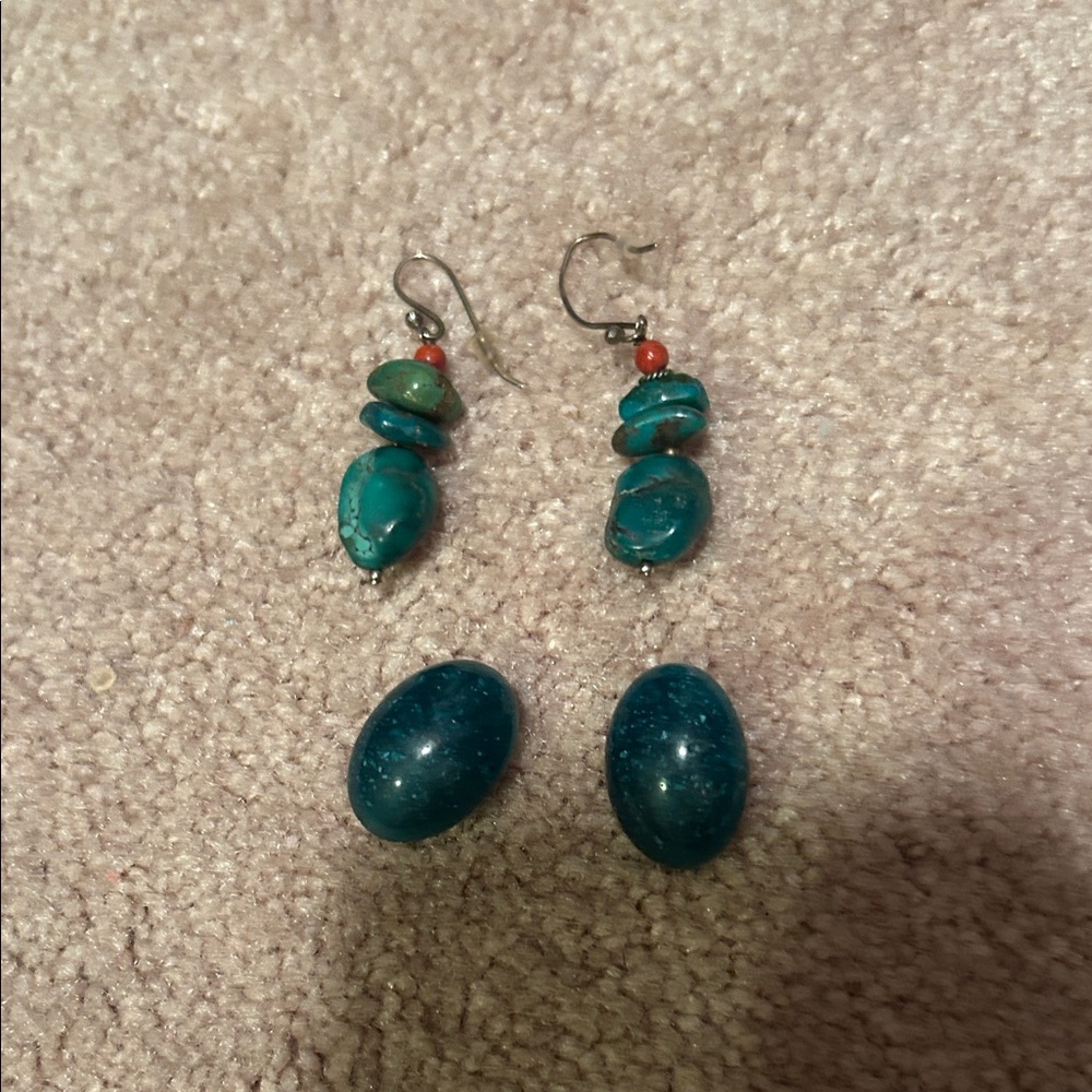 Green and Red Beaded Earrings and green earrings